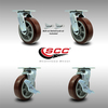 Service Caster 6 Inch SS Polyurethane Caster Set with Ball Bearings 2 Swivel Lock 2 Brake SCC SCC-SS30S620-PPUB-BSL-2-TLB-2